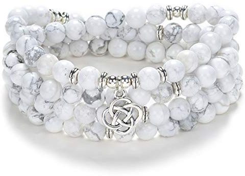 Celtic Gift Idéer 108 Mala Stone Beads Armband Kristallhalsband med Infinity Knot Lycka till