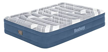 Bestway 80 x 60 x 14/2.03m x 1.52m x 36cm Tritech Fashion Flock Air Mattress Queen Built-in AC Pump