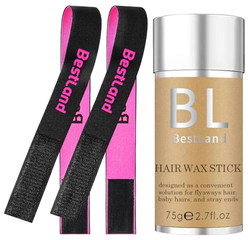Hair Wax Stick with 2 Pcs Lace Melting Band, Elastic Wig Bands For Keeping Wigs In Place, Wax Stick for Hair Edge Frizz Control Hair Finishing Slick Styling Kit (Set A)