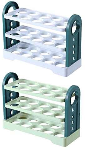 Eierkorb 30 Gitter 3-lagig Flip Kühlschrank Eierablage Behälter mit Griff Eierhalter Frische Aufbewahrungsbox für Eier (weiß)