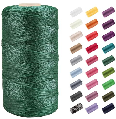 CAMAL Ficelle Nylon Fil Nylon 1.5mm Cordon Bracele 200m Corde Fine Corde pour Bracelet Fil Tressé pour Bricolage Artisanat, Bonnets, Sac Au Crochet (Vert Gazon)