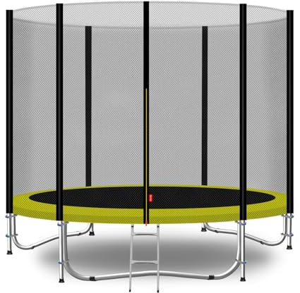 Baunsal® Trampolin Outdoor Ø 183 cm (EXD) gelb als Komplettset mit Federabdeckung, Sprungmatte, Netz und Leiter - Gartentrampolin Spielzeug für Kinder