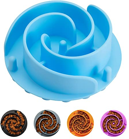 Slow Feeder Dog Bowls Insert, Animire Soft Silicone Slow Eating Dog Food Bowl for Small, Medium and Large Dogs, Compatible with Regular and Elevated Bowls