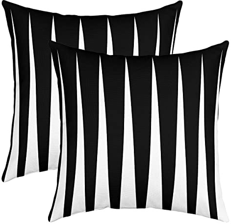 2er Set Kissenbezüge Schwarz Weiß Streifen Dekorative Kissenbezüge 60x60cm Geometrisch Quadratisch Dekokissen Sofa Schlafzimmer Wohnzimmer Kissenhülle Geometrie Kissenbezug Sofakissen Couchkissen