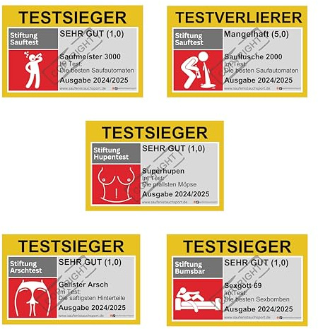 100x Malle TESTSIEGER Sticker Set | Lustige Party & Mallorca Aufkleber – Sauf Sticker, Festival Accessoires, Oktoberfest & JGA – die beliebtesten Test Sieger | jedes Motiv 20 mal