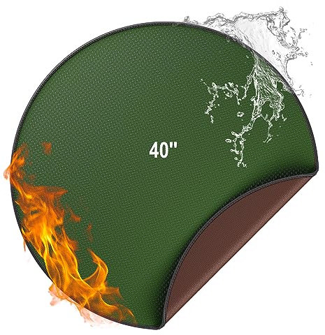 Fire Pit Mat,4200℉ Heatproof Mat 40 Inch(101CM)Round Fireproof Mat with 4200℉ Heat Insulated Thicken Protective Mat Fire Resistant Mat for Decking,Grass,BBQ,Grill,Floor,Patio,Backyard,Camping (Green)