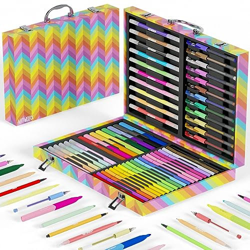 Artworx Colouring Set - Girls Stationery Gift Set with Assorted Felt Tips, Fineliners & Gel Pens