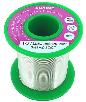 Lead Free Solder Wire 0.5 Pound, Tiny Solder Wire 0.5mm, Fine Solder Wire Gauge 0.02inch, 228g No Lead Electronic Flux Core Alloy Soldering Wire Sn99 Ag0.3 Cu0.7