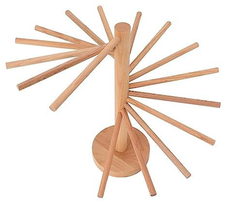 Delaman Rejilla De Secado De Pasta De Madera, Rejilla De Secado De Pasta Plegable 18 Barras Soporte De Madera para Espaguetis Secadora Rejilla para Hacer Fideos De Pasta para Cocina