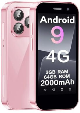 ZOKOE Mini Handy Smartphone für Kinder 3-Zoll-Bildschirm 2000 mAh 3GB RAM 64GB ROM 2.0+5.0MP Gesicht entsperren 4G kein Vertrag Telefon (rosa,3GB+64GB)