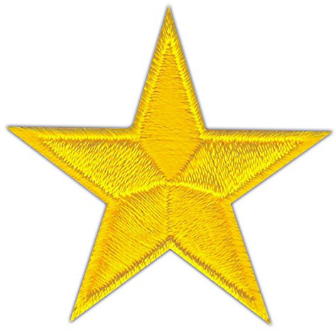 Stern Gelb klein Aufnäher zum aufbügeln oder aufnähen Bügelbild Aufbügler für Kleidung gestickter Bügelpatch Applikation Star Patch Größe 4,5 x 4,5 cm