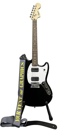 Pictogogo Premium Personalisierter Gitarrengurt – Wählen Sie Text oder Grafik, Farbe & Schriftart, 100% EU-Herstellung, Recyceltes Leder & Plektrumhalter. Bedruckter Gitarrengurt