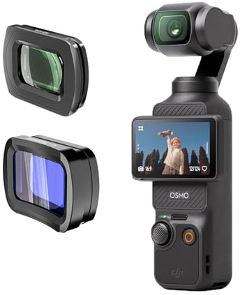 Skyreat Osmo Pocket 3 Makro & 1.17X Anamorphotische Objektiv,Widescreen Cinematic Blue Flare und Makro Linsen für Nahaufnahmen Magnetische Filter Kit für DJI Osmo Pocket 3 Kamera Zubehör