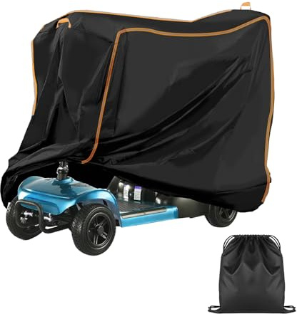 Mobility Scooter Cover, 420D Waterproof Electric Scooter Cover with Storage Bag & Windproof Buckle, Outdoor Anti UV Dust Rain Snow Scooter Protection Cover (2XL: 175 x 63 x 119 cm)