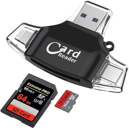 Lector de Tarjetas SD, Dual Connector USB-C/iPhone, SD Card Reader de Alta Velocidad, para PC/Laptop/Smart Teléfono/Tableta