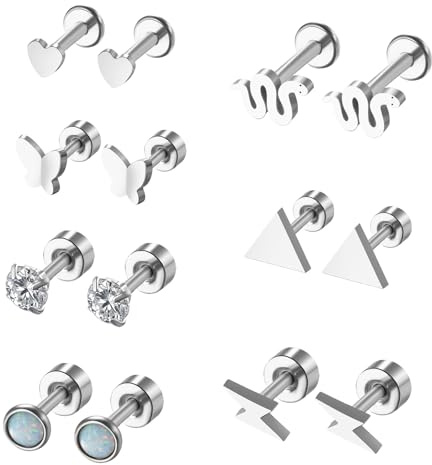 JewelryWe Helix Piercings Knorpel Ohrringe für Damen, 316L Chirurgenstahl Ohrstecker Damen Creolen Hypoallergen Klein Conch Tragus Piercing Ohr Schmuck