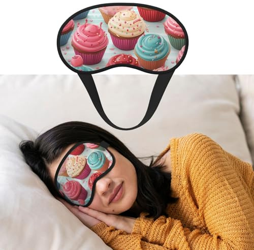 Augenmaske zum Schlafen, atmungsaktiv, lichtblockierend, Schlafmaske, Lutscher, Cupcake, Donut-Nacht, Augenbinde, weich, bequem, Nacht-Augenschutz, für Männer und Frauen, Augenabdeckung für Nickerchen