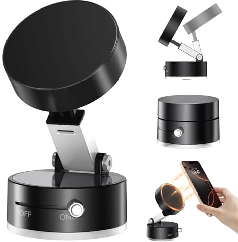DUEDUE Support Téléphone Voiture Magnétique Réglable à 180 °, avec Ventouse Puissante sous Vide, Adsorbé sur Voiture/Verre/Toute Surface Lisse, Noir