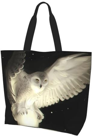 DNBCLEZK Schultertasche mit Eulen-Motiv, große Tasche, Shopper mit trendigen Drucken, Uni, für den täglichen Gebrauch, für Damen und Herren (mehrere Muster-Designs), Schwarz , Einheitsgröße