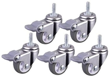 SHUNMIN MöBelrollen 5 Pcs 1 Zoll Grau Schraube Bremse Rad M6 Mit Schloss Pulley Universal Rollen FüR MöBel
