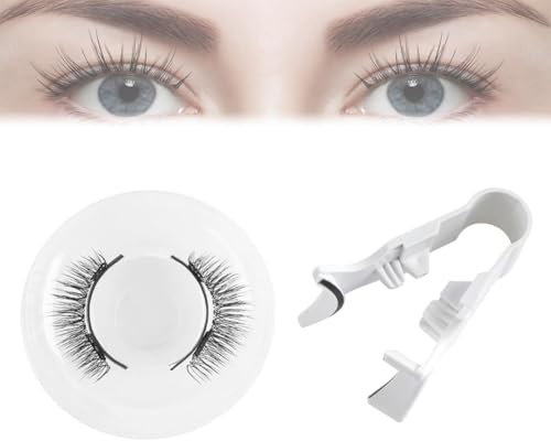 DWFEYOI Ciglia magnetiche naturali riutilizzabili, senza colla, facile da indossare e rimuovere, con applicatore e guida, nero, sintetiche, 2 paia