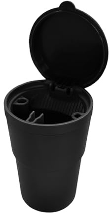 GAOLAOSY Car Ashtray with Lid, Smokeless Self-Extinguishing Cigarette Ashtrays, Mini Portable Auto Interior Trash Can Organizer, Smell Proof Windproof Ashtray Cup Holder for Cars, Office, Home (Black)