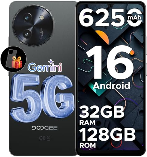 DOOGEE Note 59 5G Smartphone Ohne Vertrag Android 16, 32（8+24） GB+128GB/2TB TF, 6250mAh, 6.75 HD+ 120Hz, T8200 Octa Core Handy Günstig, 16MP+8MP, Dual SIM Simlockfreie Handys, OTG, GPS, Face ID/NFC
