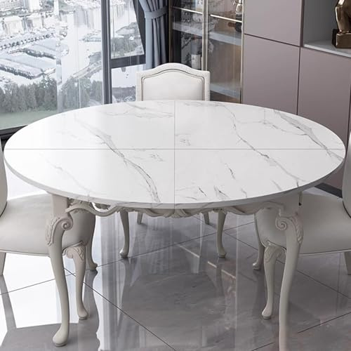 Mesa de Comedor con Cubierta de mármol Blanco, Elegante decoración, Tablero de Madera Plegable para Cocina, Mesa Auxiliar de café, Resistente, Solo tableros Redondos, fácil de Guardar (140 c