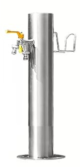 PQVMZQEMQ Fontaine d'extérieur en Acier Inoxydable 304, Colonne d'eau, avec Support de Tuyau, Robinet autoportant et Design antigel, Fontaine cylindrique au Sol (H50 cm)