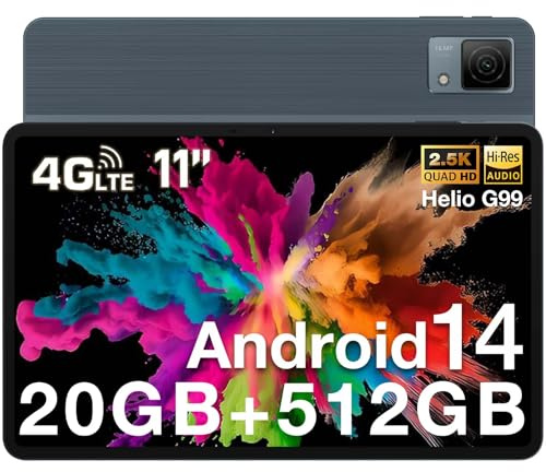 DOOGEE T40 Tablette avec Carte Sim 4G, Tablette 11 Pouces, 20GB+512GB(TF 2TB), Helio G99, 8580mAh,16MP+8MP, Android 14 Tablette Tactile, 7,6mm Ultra-Mince, Face ID/5G WiFi/OTG/GPS/BT5.0-Gris