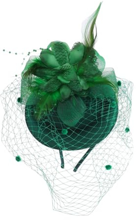 GANAZONO Fascinator Vintage Rete e Piume Piccolo Cappello Cerimonia con Fermaglio per Matrimonio e Party Accessorio Floreale Raffinato per