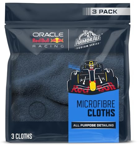 Armor All Chiffons de Nettoyage pour Voiture en Microfibre Lot de 3, Ultra-Doux et réutilisables – Développés avec Oracle Red Bull Racing