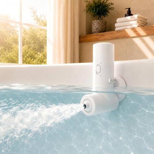 EVINYEP Bañera de Jet Spa, Proporciona una Intensidad de Masaje de 65 kPa, Jet de Baño Recargable para Bañera, Accesorios de Baño Portátiles Sin Cable con Velocidad Ajustable, Relajante (Blanco)