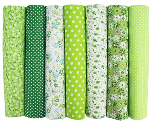 Qaestuan 7 Pièces Tissu à Coudre, Tissus Cotons 100%, Tissu en Coton 50 x 50cm, Patchwork Coton Tissuss, Tissuss Couture Différents Designs, pour Patchwork Bricolage Artisanat Couture