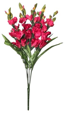QTYQWC Used for Beautiful Funeral or Commemorative Decora 3 Vibrant Pink Gladiolus, Silk Faux Florals for Memorial, for Crafts, Home Decor 12 Bundles Artificial Flowers Outdoor Fake Fall Fl