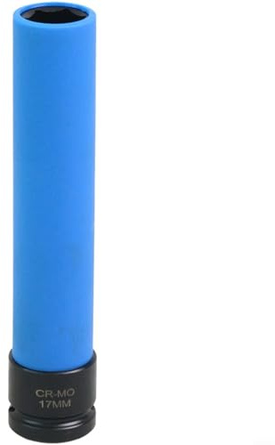 Glomc 17 mm, 19 mm, 21 mm, extra larga, 150 mm de profundidad para llave de vaso de impacto, para tuercas de llanta automotriz, acero al cromo molibdeno, unidad de 1/2 pulgada, mangas protectoras (21