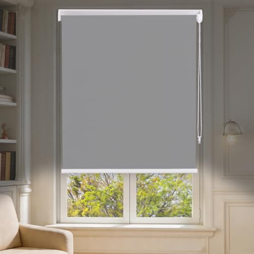 Blackout Roller Blinds No Drilling Stick on Adhesive Thermal Window Cover | Black Out Roller Blind,No Drill,No Screw,Easy Fit,Temporary Blind for Windows,Bedroom,Kitchen,Bathroom,Patio French Door