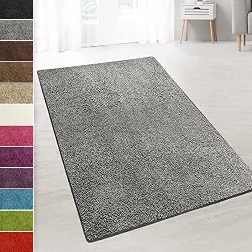 casa pura Teppich Wohnzimmer Grau Flauschiger Teppich 80x200cm Läufer, weicher Wohnteppich Deko für Schlafzimmer, Kinderzimmer, Flur mit antirutsch Unterseite, Shaggy Hochfloor Barcelona