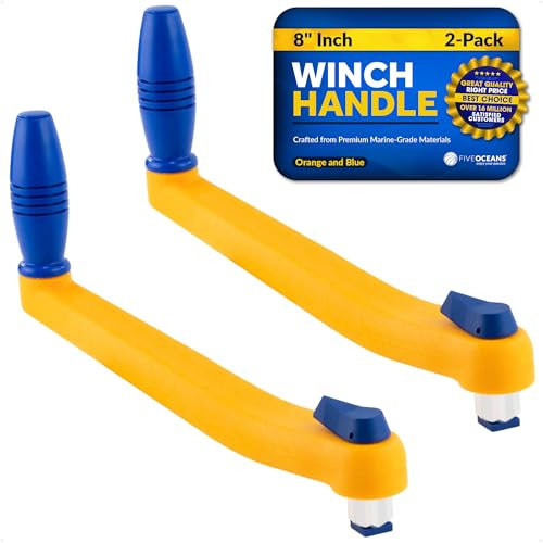 Five Oceans 8 Sailboat Winch Handle, 2-Pack Universal Floating Winch Handle, Lock-in Mechanism, Orange and Blue, Lightweight and Strong, Fiberglass Reinforced Plastic - FO86-M2