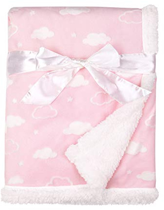 American Baby Company Heavenly Soft Chenille Sherpa Receiving Blanket (30 x 35), 3D Pink, Warm and Cozy for Boys and Girls, Ideal for Baby Carrier, Stroller, and Travel
