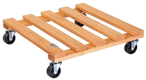WAGNER Soporte con Ruedas para Plantas PALETTI 38 x 38 x 9,5 cm I para Uso Exterior + Interior I Madera Maciza FSC®, Terracota I Capacidad de Carga 120 kg I 20042101