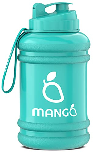 MANGO 2.2L Water Bottle With Straw and Time markings - BPA Free Xl Jug - Extra Large Durable Sports Bottles With Flip Cap - Ideal For Gym and Bodybuilding - Large Sports Reusable Water Bottle (Green)