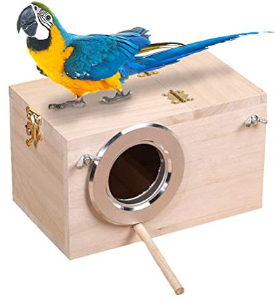 DEDC Wellensittich Holz Zuchtbox Vogelzuchtbox Wellensittichhaus Sittich Nistkasten Vogelhaus Brutkasten Vogelhaus Haustier Zubehör aus Holz für Sittich, Liebesvögel, Papageien12*12 * 19.5cm(Klein)