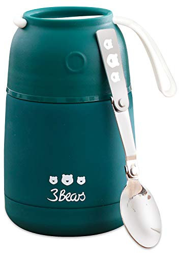 3Bears Thermosbecher für unterwegs I Porridge To-Go Thermobehälter für ein leckeres & schnelles Frühstück I Praktischer, kleiner Isolierbecher mit Edelstahl-Löffel I 420ml I 10 x 10 x 16cm