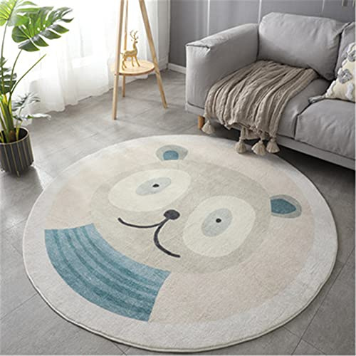 SWECOMZE Kinderteppich Rund Teppich Kinderzimmer Verdicken Kaschmirimitat Weich Karikatur Babymatte rutschfest Groß Spielmatte (Kleiner Bär,80cm)