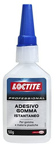 Loctite Adesivo Istantaneo Gomma, Adesivo Cianoacrilico Monocomponente, Trasparente, 50 g