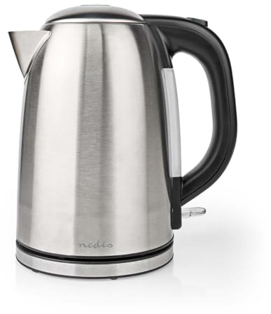 Wasserkocher - 1.7 l - Edelstahl - Schwarz/Silber - Um 360 Grad drehbar - Verdecktes Heizelement - Strix Controller - Boil-dry protection