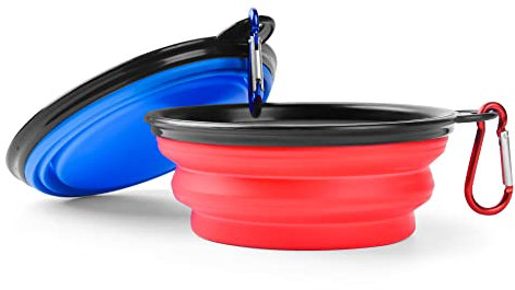 Plegable Viajes Silicona Gatos Perros Bowl Portable Pet Food Cuenco de Agua, Alimentación a Través del Bebedero Portátil de Agua Potable con Gancho de Agua.