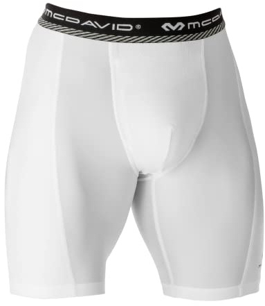 Mcdavid Short de Compression Double avec Poche pour Tasse, Blanc, Adult: Large Mixte