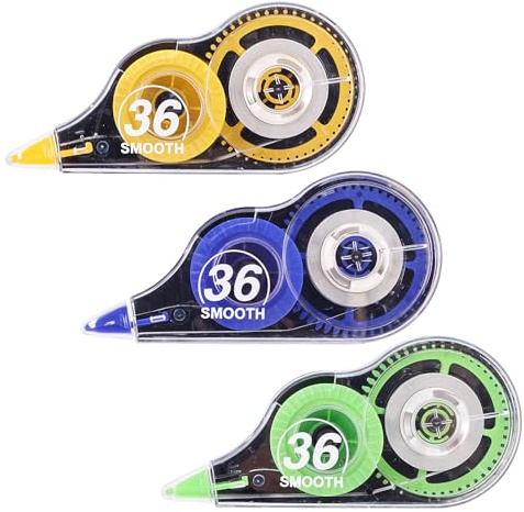 Thboxes 3Pcs Correction Tapes, 36m x 8mm Large-Capacity Mouse Correction Tape, Easy Correct Correction Tape Roller for Home and Office(Total 108m)